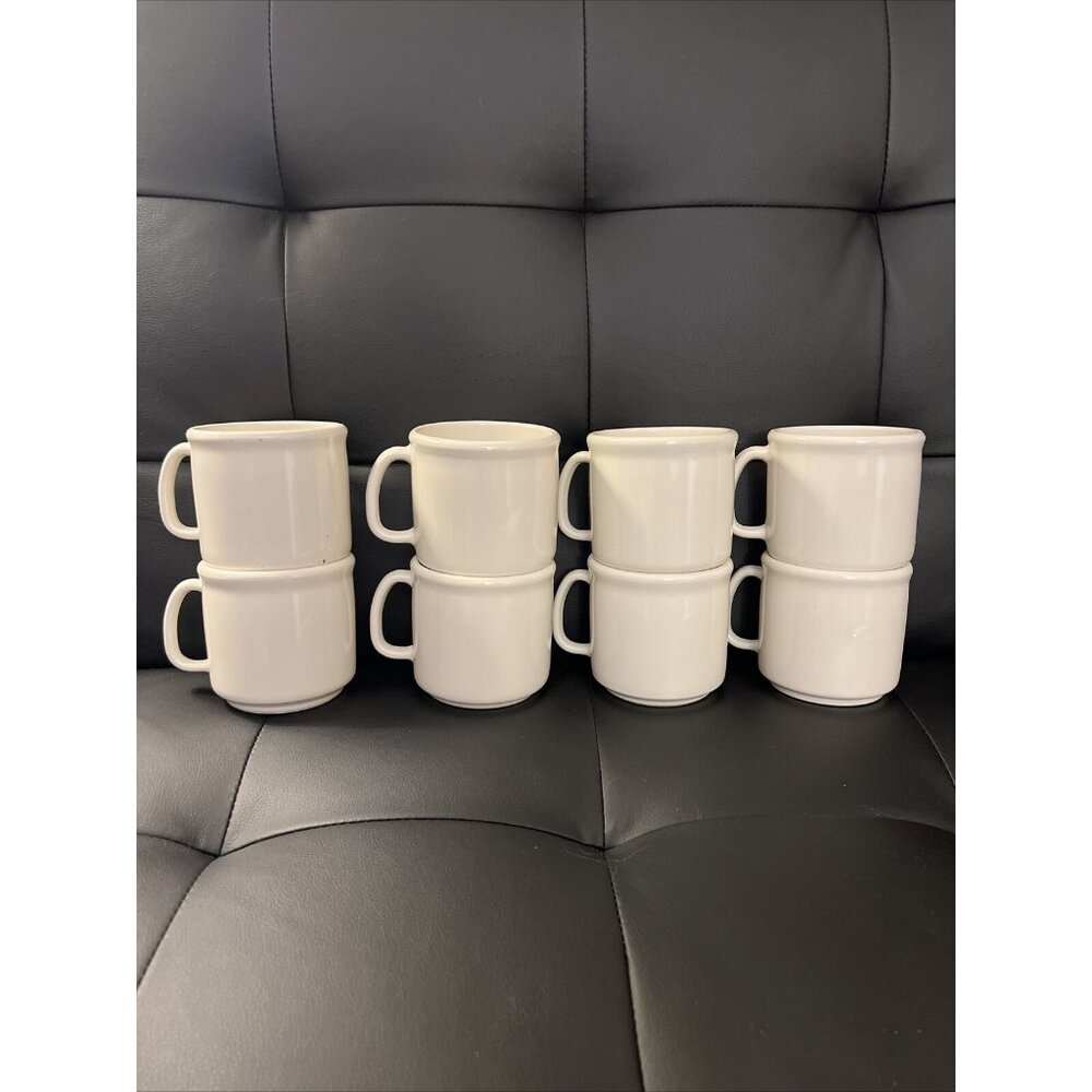 Tupperware Melamine Mugs With Handles Cream Mod Vintage 1970s Set Of 8
